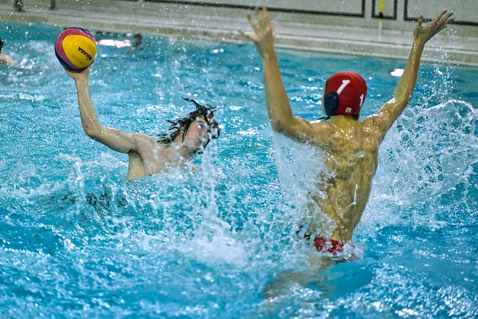 photo od some pater polo players mid action